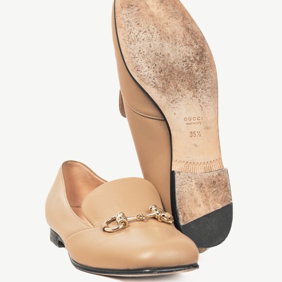 Gucci Beige Horsebit Leather Loafers - Picture 5 of 11
